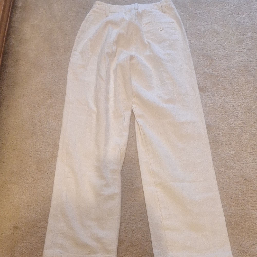Brandy Melville J. Galt Cream Linen & Cotton Pants 12" Waist 11" Rise 29" Inseam - Picture 3 of 6